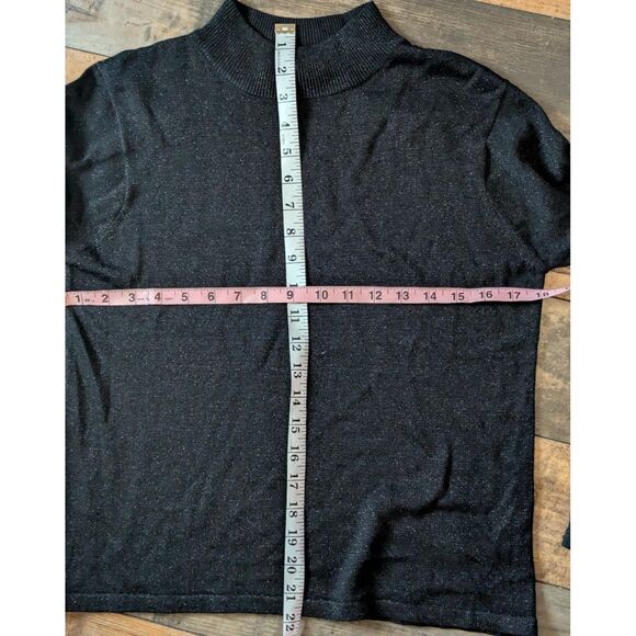 Kevo Silk Blend Mock Neck Sweater S Black Lurex Metallic Turtleneck Knit Glam - Picture 4 of 5